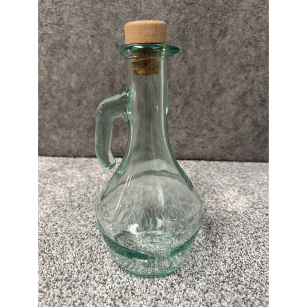 Vintage Green Depression Glass Cooking Oil Cruet Made in Italy